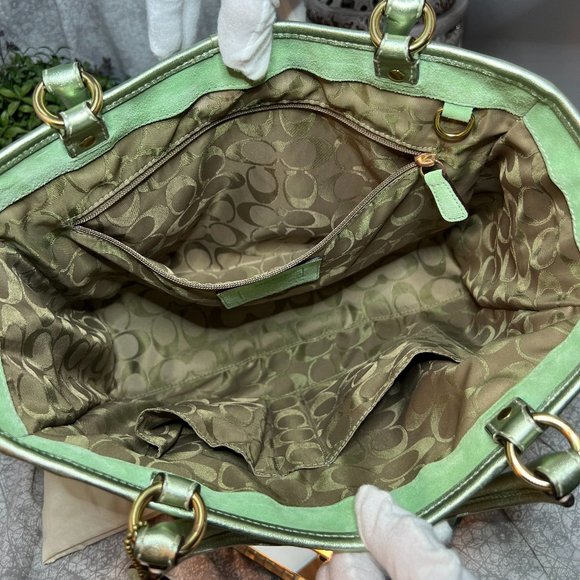 Coach Straw Bag with Leather and Suede Trim - Picture 5 of 11